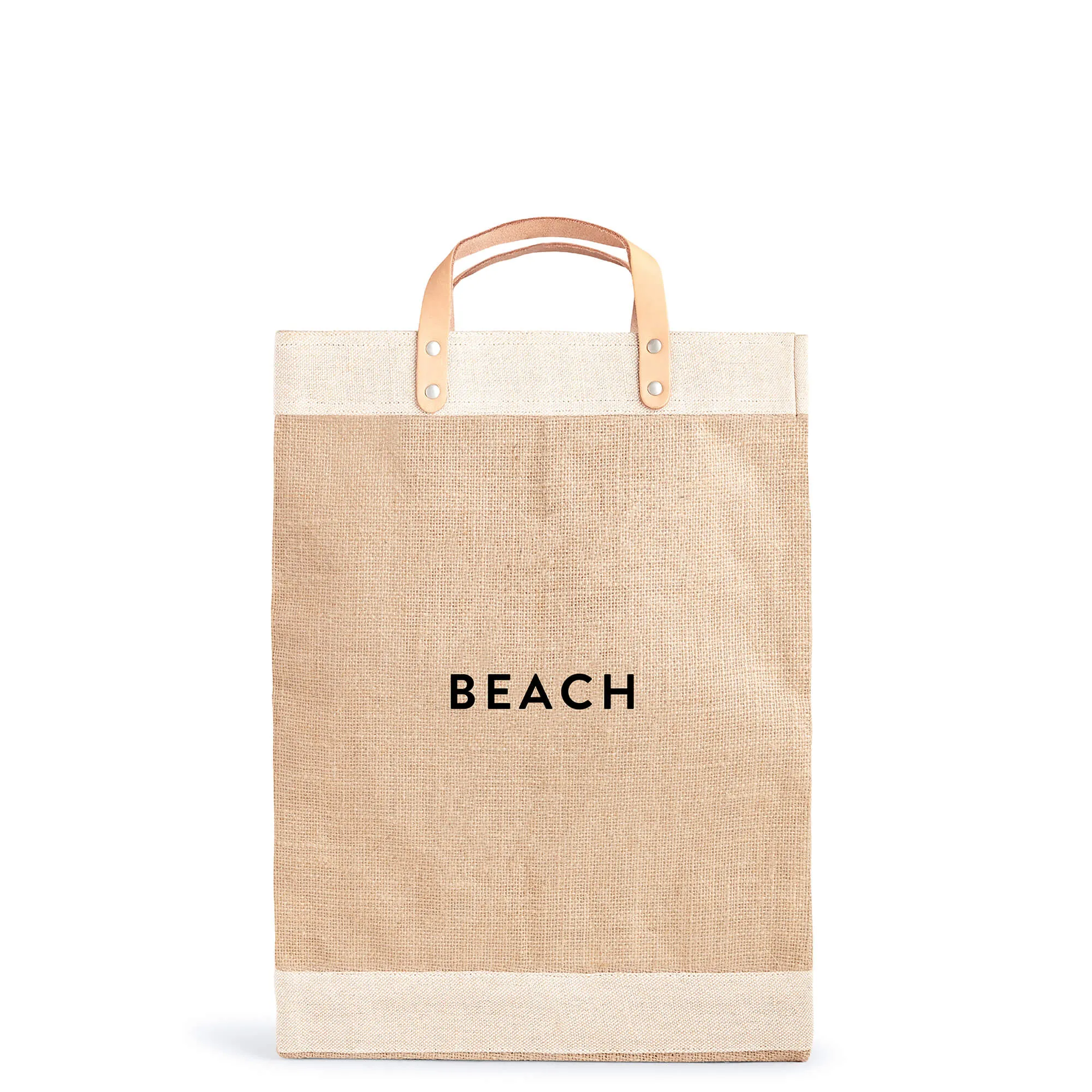 Market Bag in Natural with “BEACH”