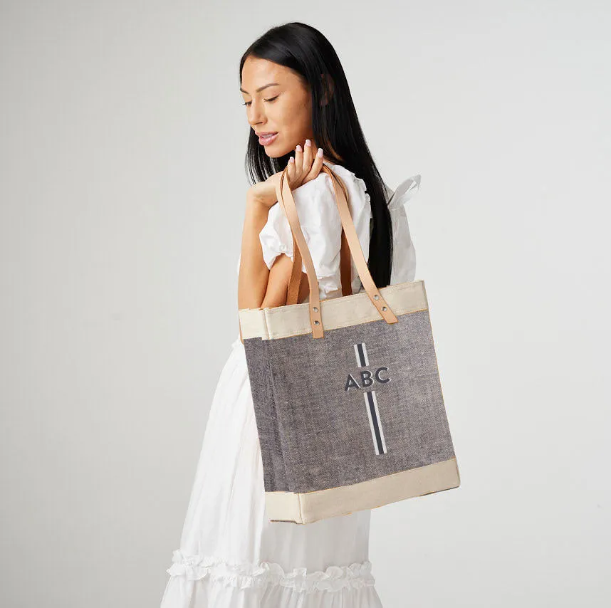 Market Tote in Chambray with Monogram