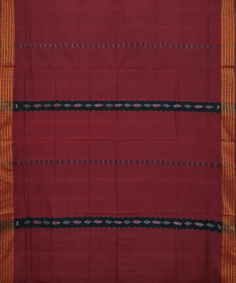 Maroon black handwoven bomkai cotton saree