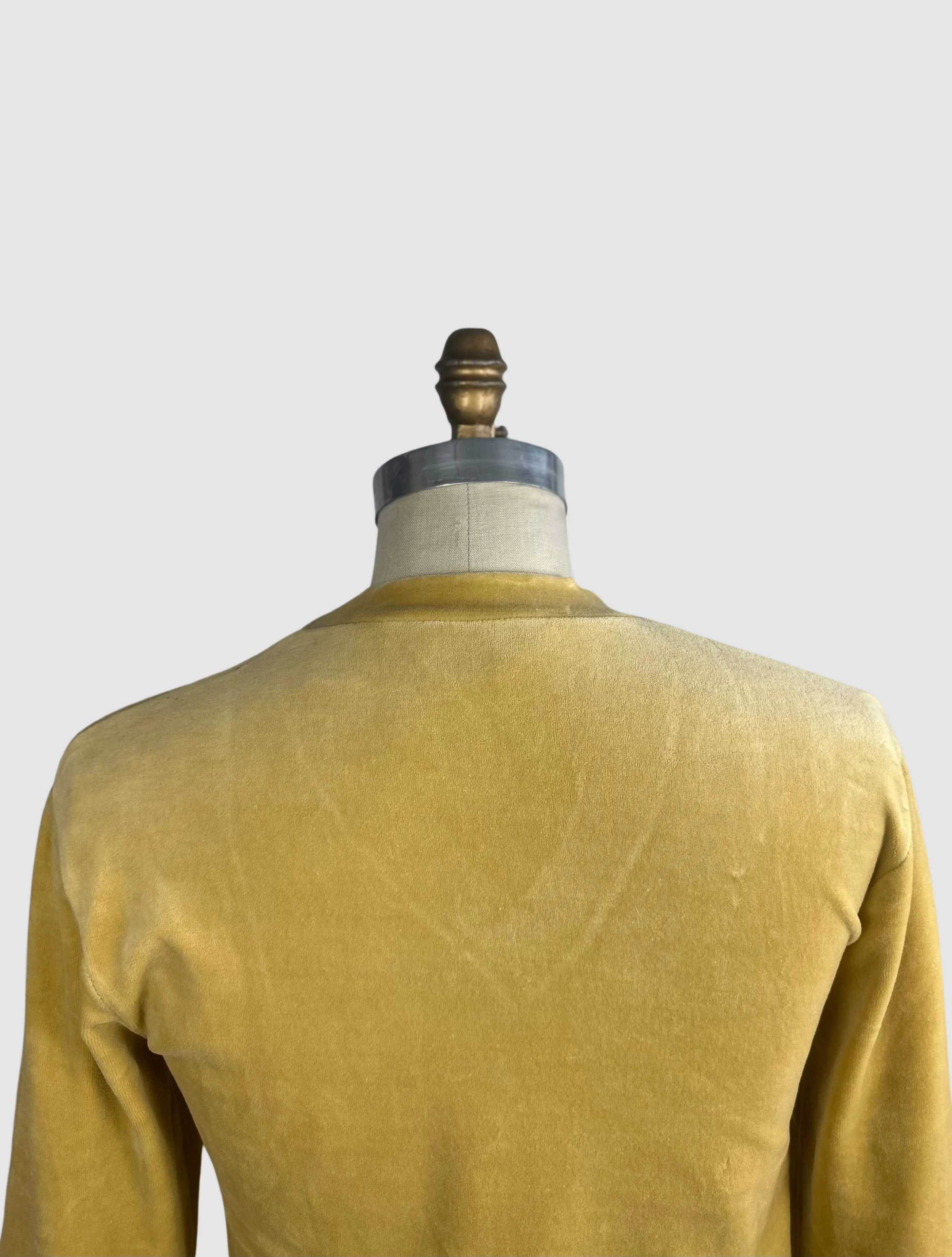 MARTINI 70s Deadstock Yellow Cotton Velour Sweater  Small