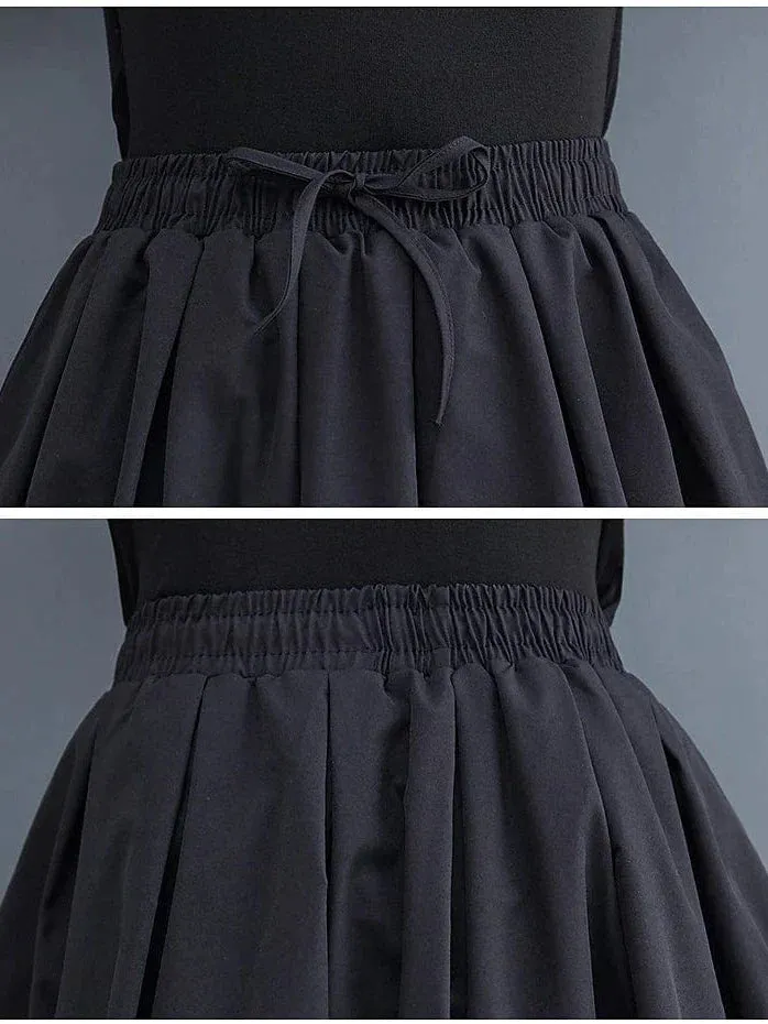 Maxi Black Chiffon Skirt with Drawstring Pocket - Plus Size