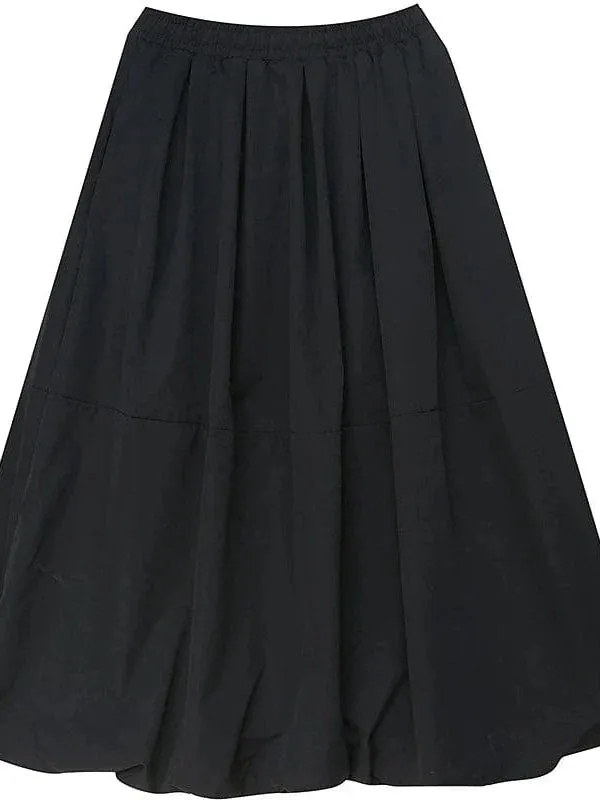 Maxi Black Chiffon Skirt with Drawstring Pocket - Plus Size