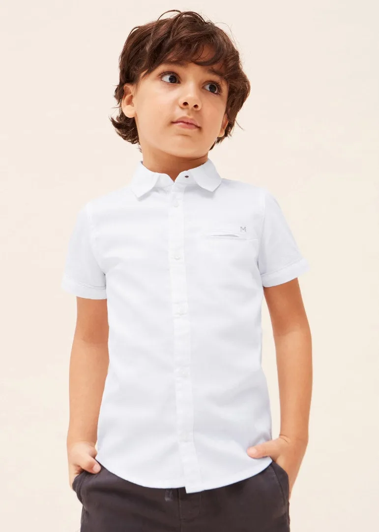 Mayoral Mini Short Sleeve Dress Shirt_ White 3159