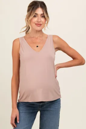 Mocha V-Neck Maternity Tank Top