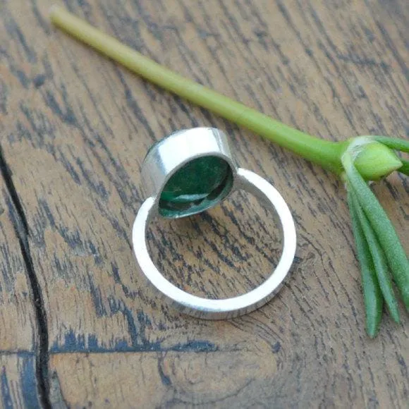 Natural Emerald Gemstone Ring - 925 Sterling Silver Ring, Emerald Jewelry, Nickel Free, May Birthstone