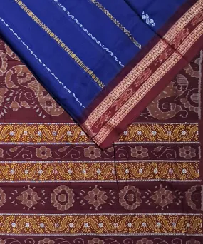 Navy blue deep maroon cotton handloom bomkai saree