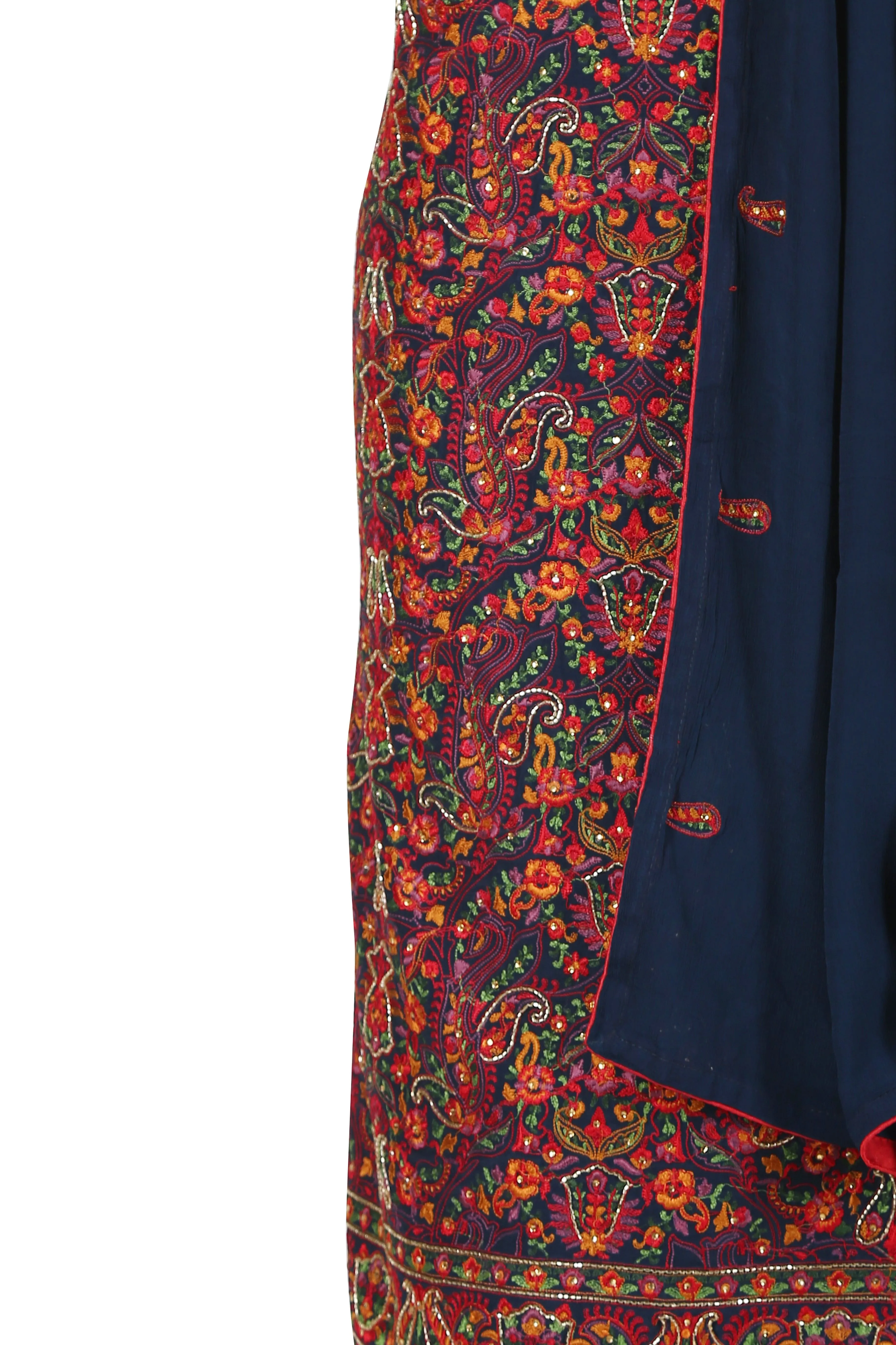 Navy Blue Jaipuria Embroidered Unstitch Set.