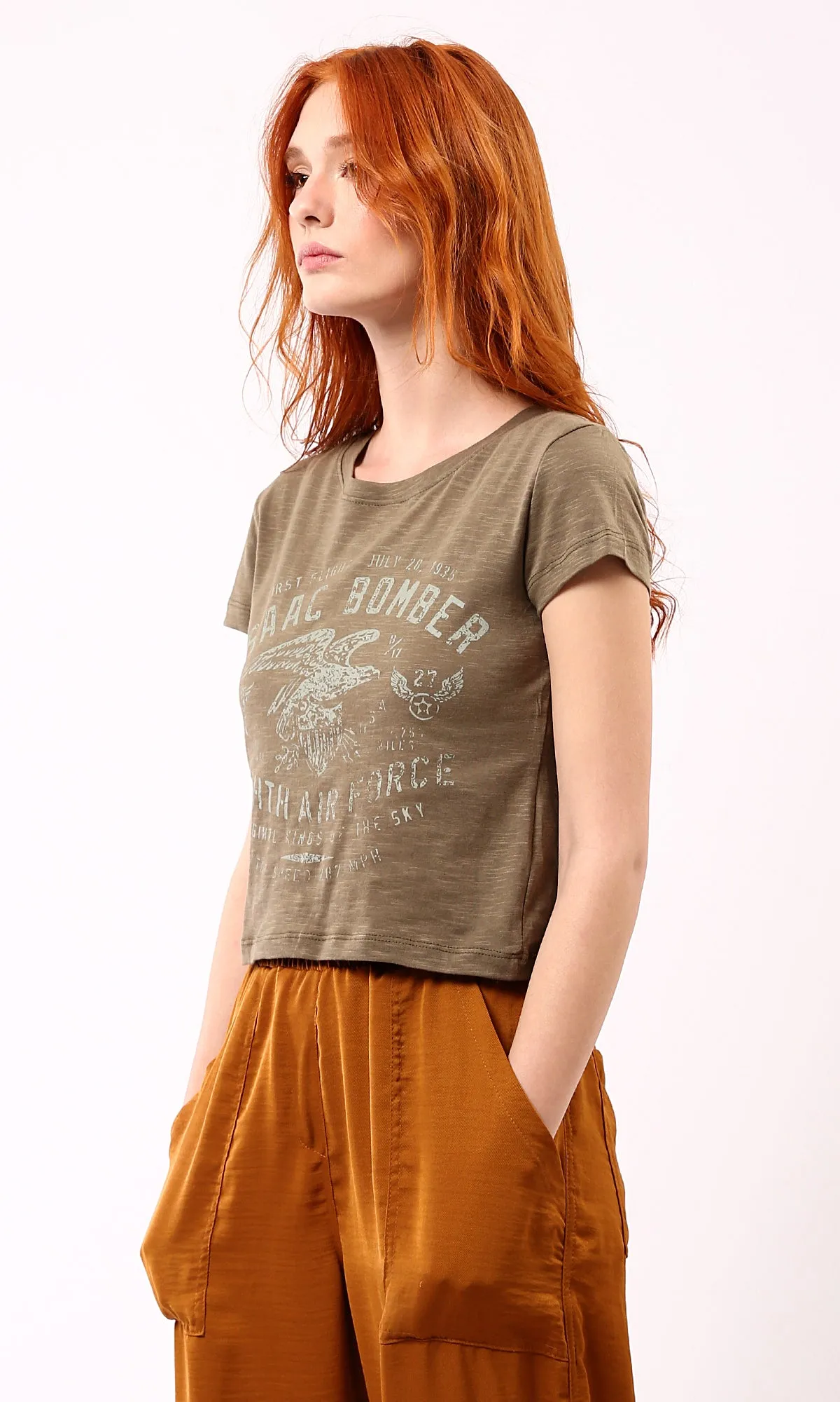 O180441 Heather Mocha Printed Summer Short Tee