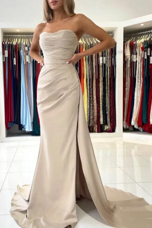 On Sale: Elegant Mermaid Strapless Evening Dress With Split