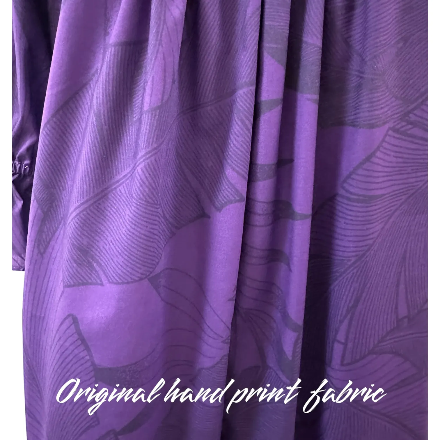 Original Print Purple Muumuu with Elegant Black Lace Trim 8891