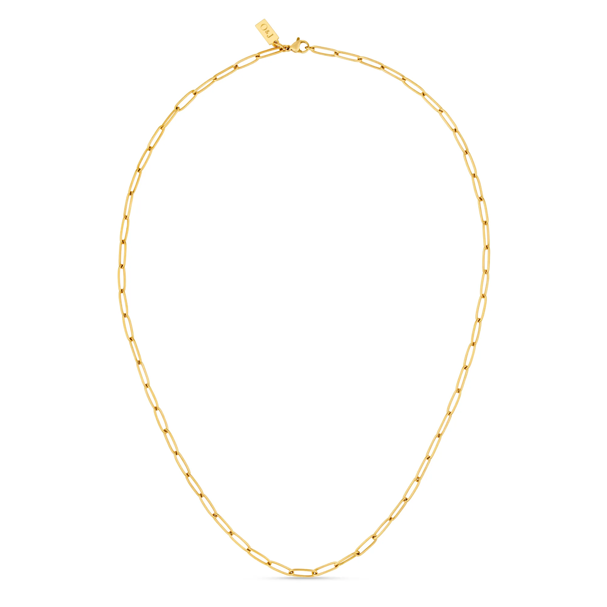 Oval Paperclip Necklace - Gold