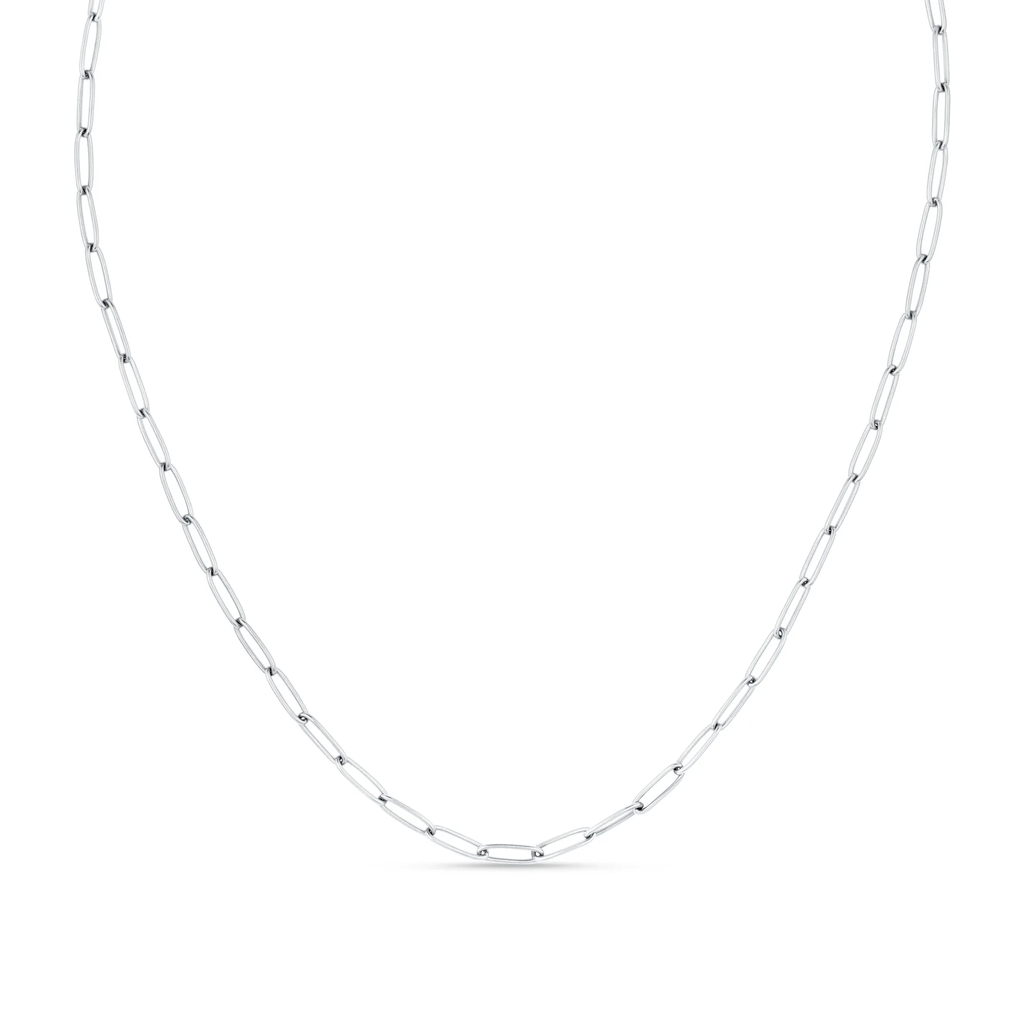 Oval Paperclip Necklace - Silver