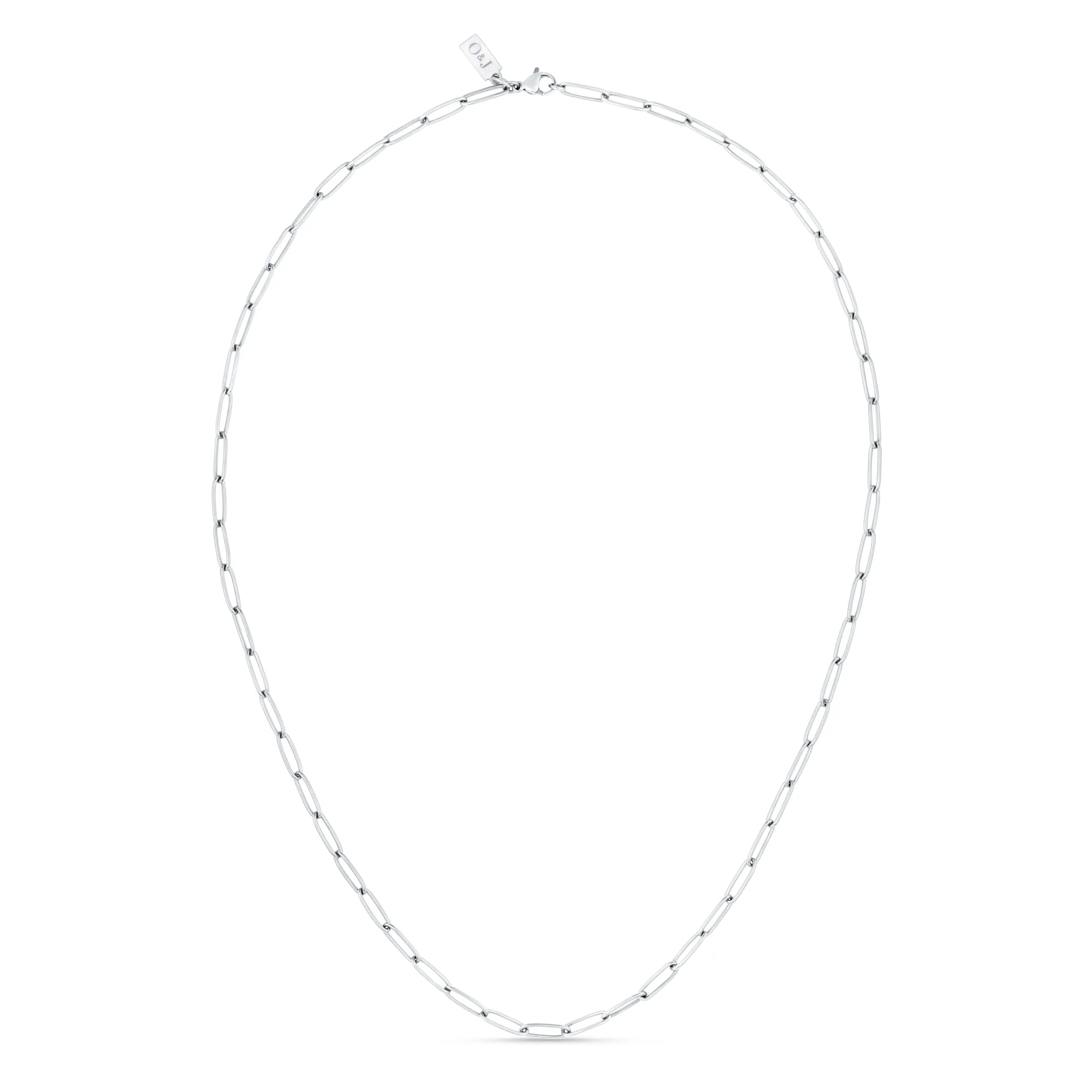 Oval Paperclip Necklace - Silver