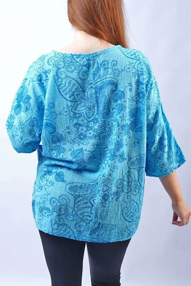 Paisley Floral Cotton Print Top