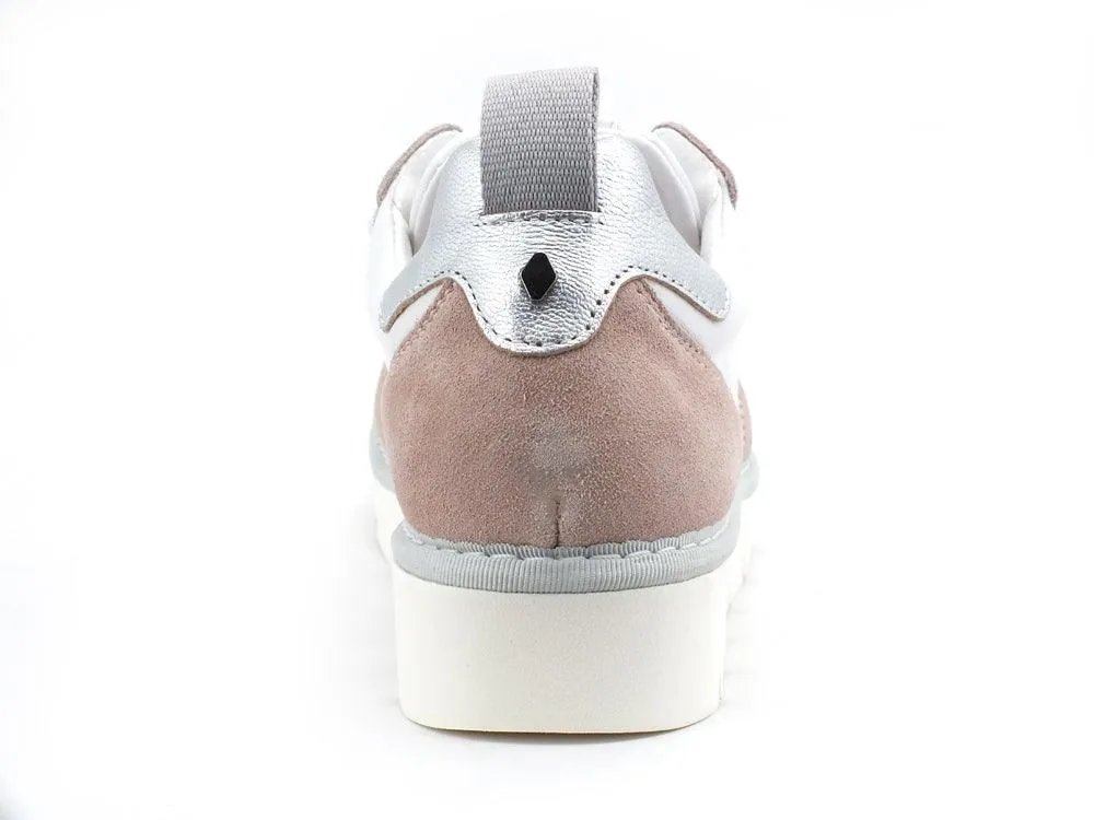 PAN CHIC Sneaker Low Cut Sneaker Donna Nylon Suede White Powder Pink Silver P05W18021TS2