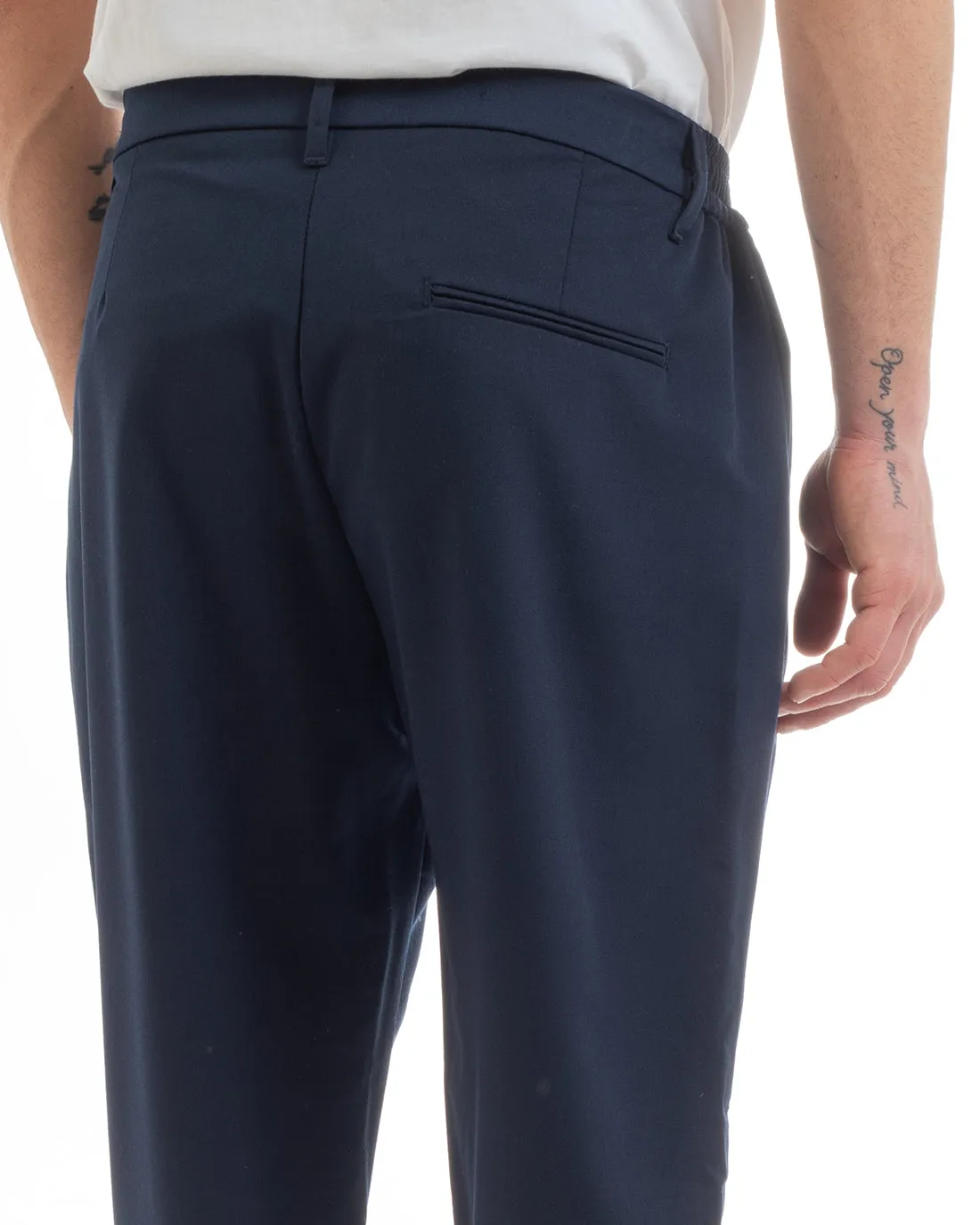 Pantaloni Uomo Pantalaccio Comodo Viscosa Elastico Straight Fit Blu GIOSAL-P5648A