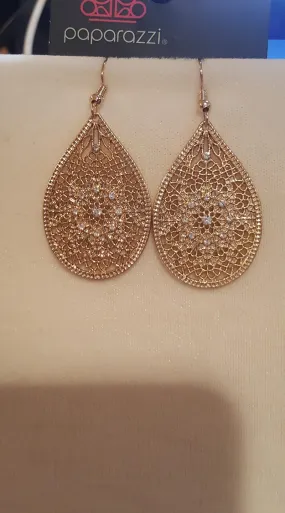 Paparazzi Dinner Party Posh Gold Earrings