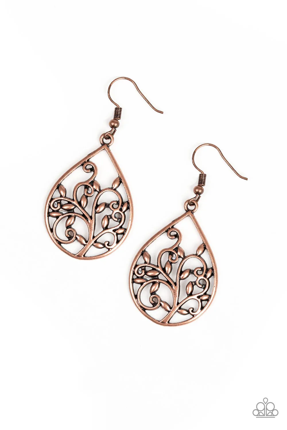 Paparazzi Earring ~ Enchanted Vines - Copper