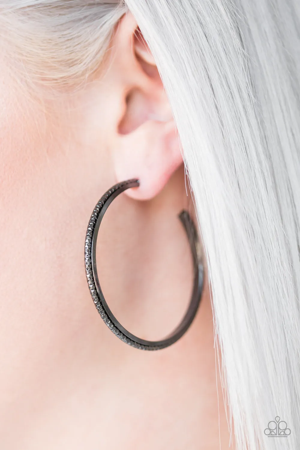 Paparazzi Girl Gang Black Hoop Earrings