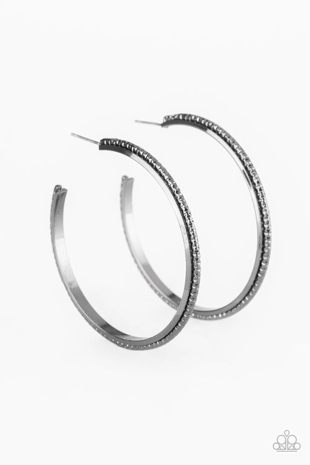 Paparazzi Girl Gang Black Hoop Earrings