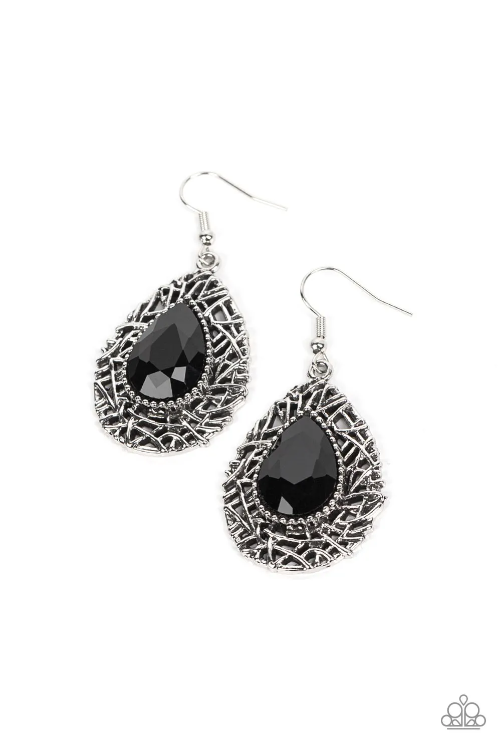 Paparazzi Nest Nouveau Black Earrings