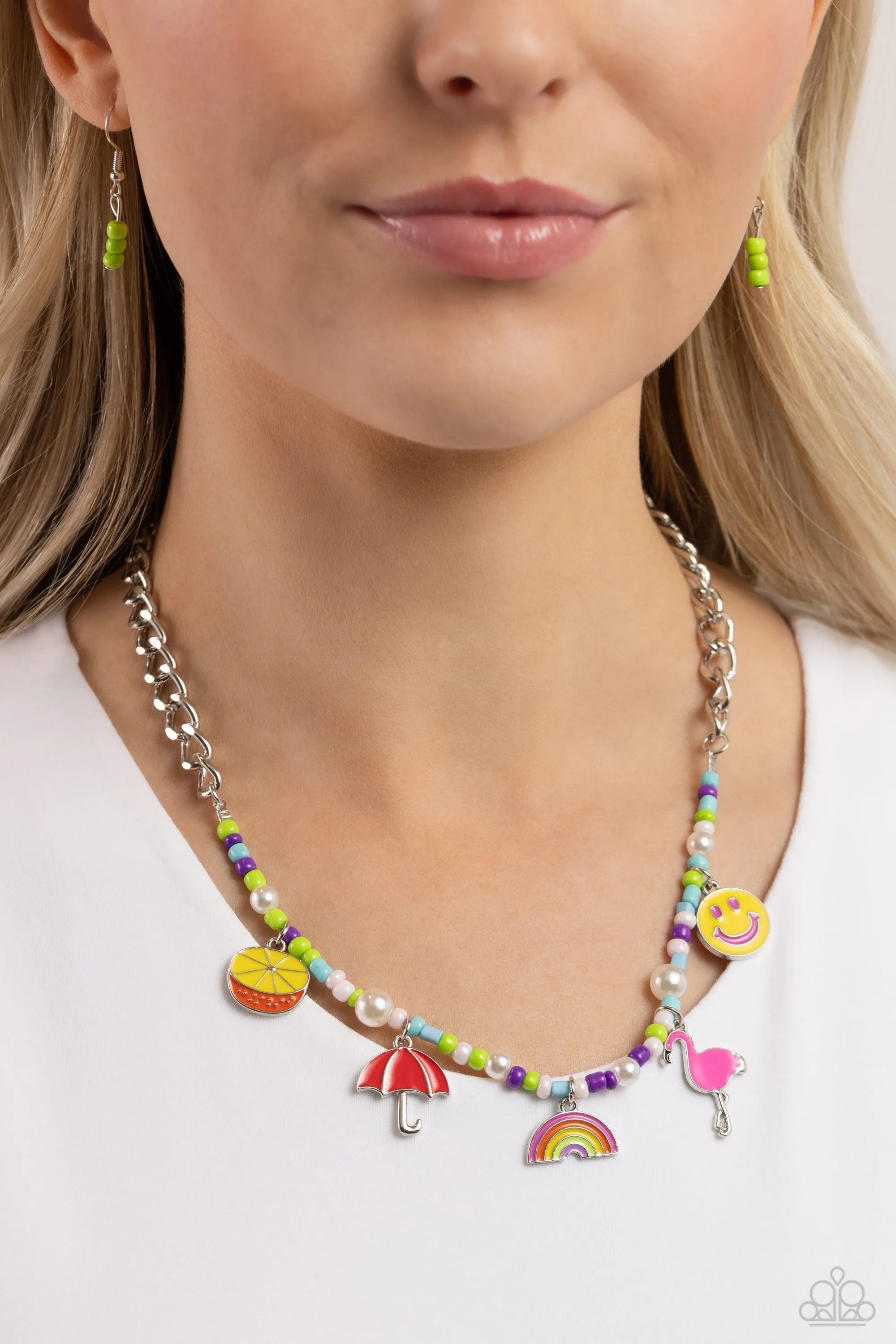 Paparazzi Summer Sentiment Multi Necklace & Earring Set