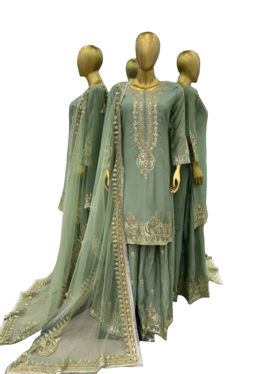 Party Wear Ready to Wear Green Women's Kurta Suit