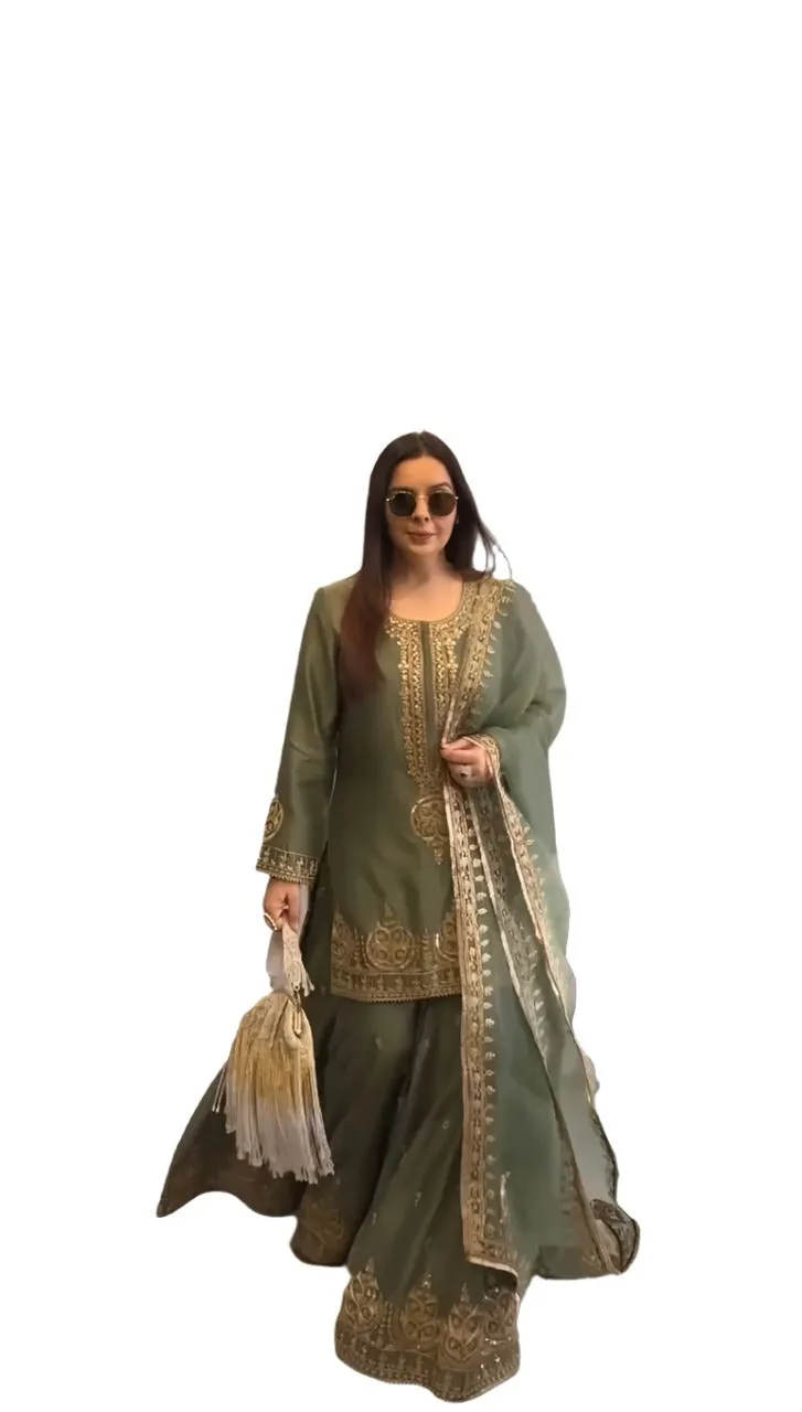 Party Wear Ready to Wear Green Women's Kurta Suit