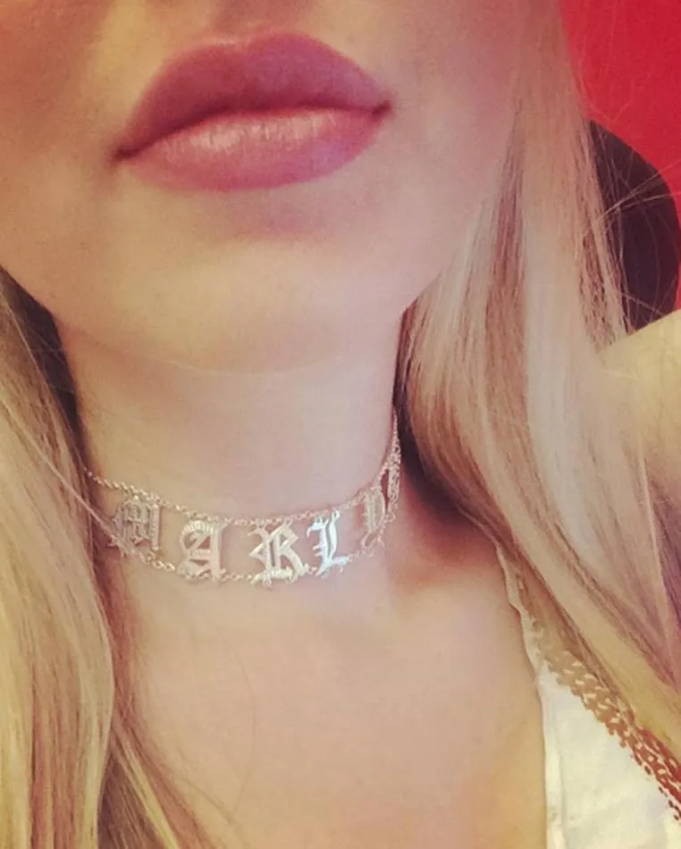 Personalized Name Choker Necklace - Kim Kardashian Saint Choker