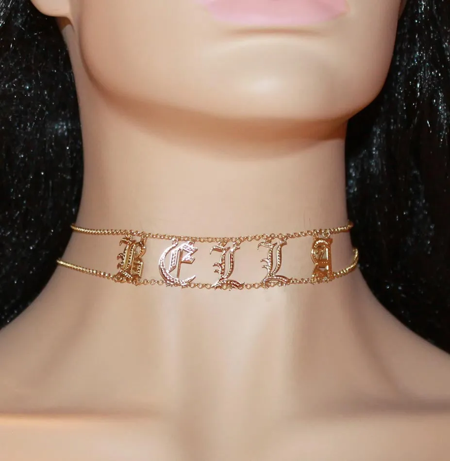 Personalized Name Choker Necklace - Kim Kardashian Saint Choker