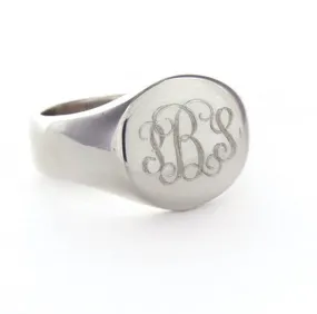 Personalized Sterling Silver Round Signet Ring