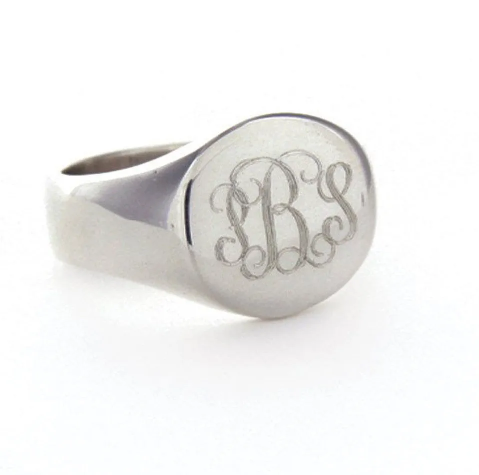 Personalized Sterling Silver Round Signet Ring