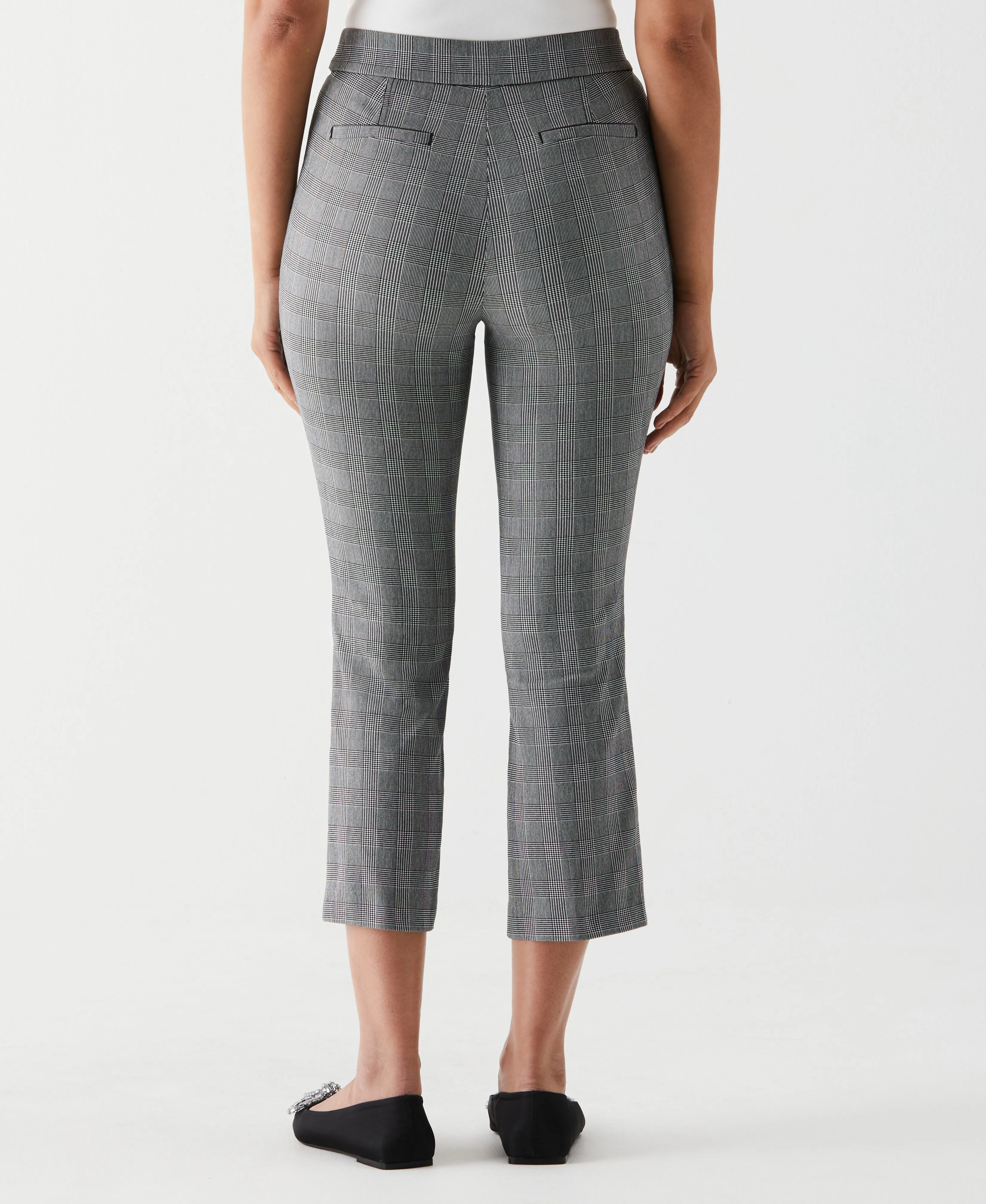 Petite Checkered Pleated Pant with Belt