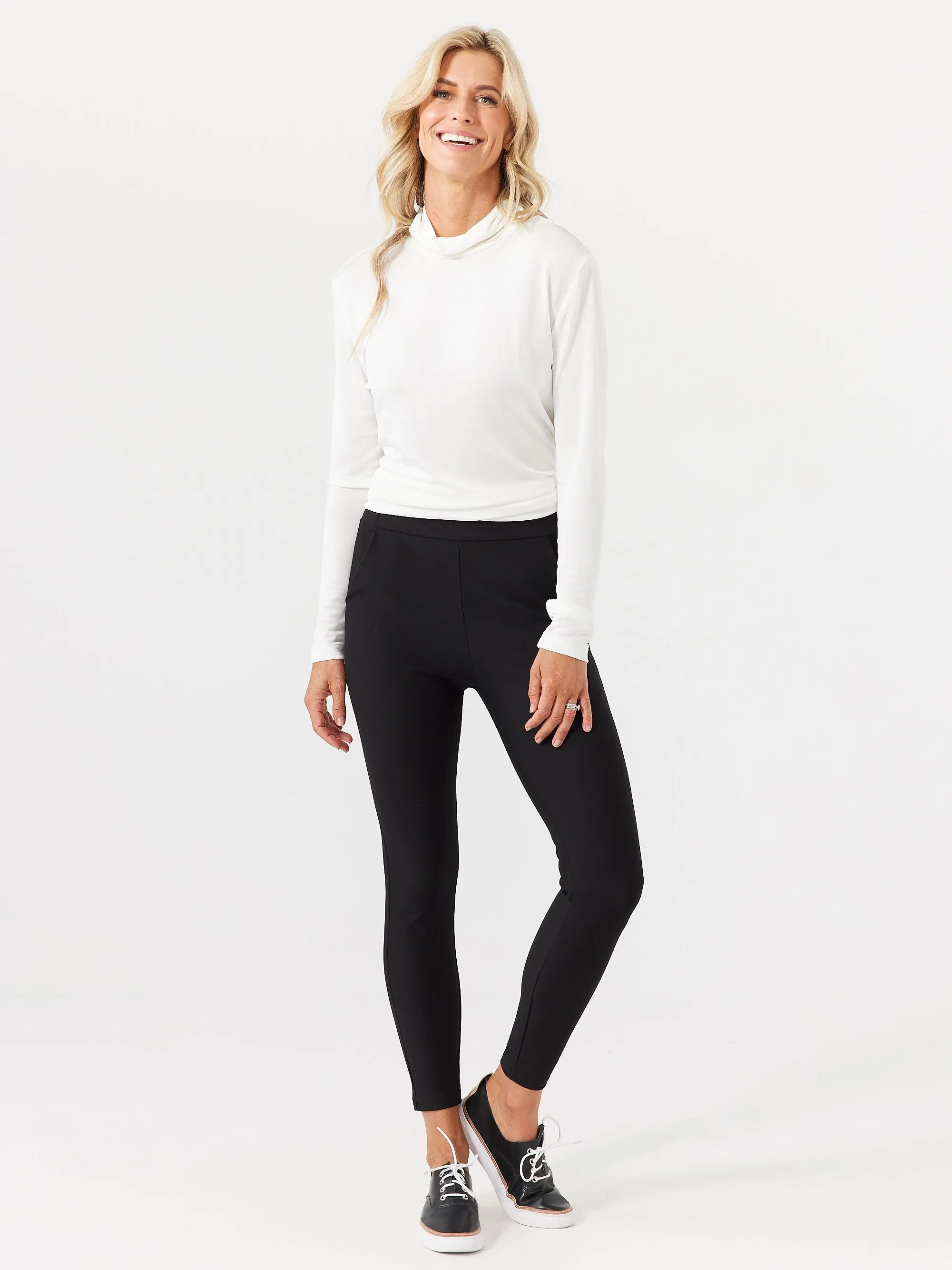 Pilot Ponte Pants - Black Slim Leg