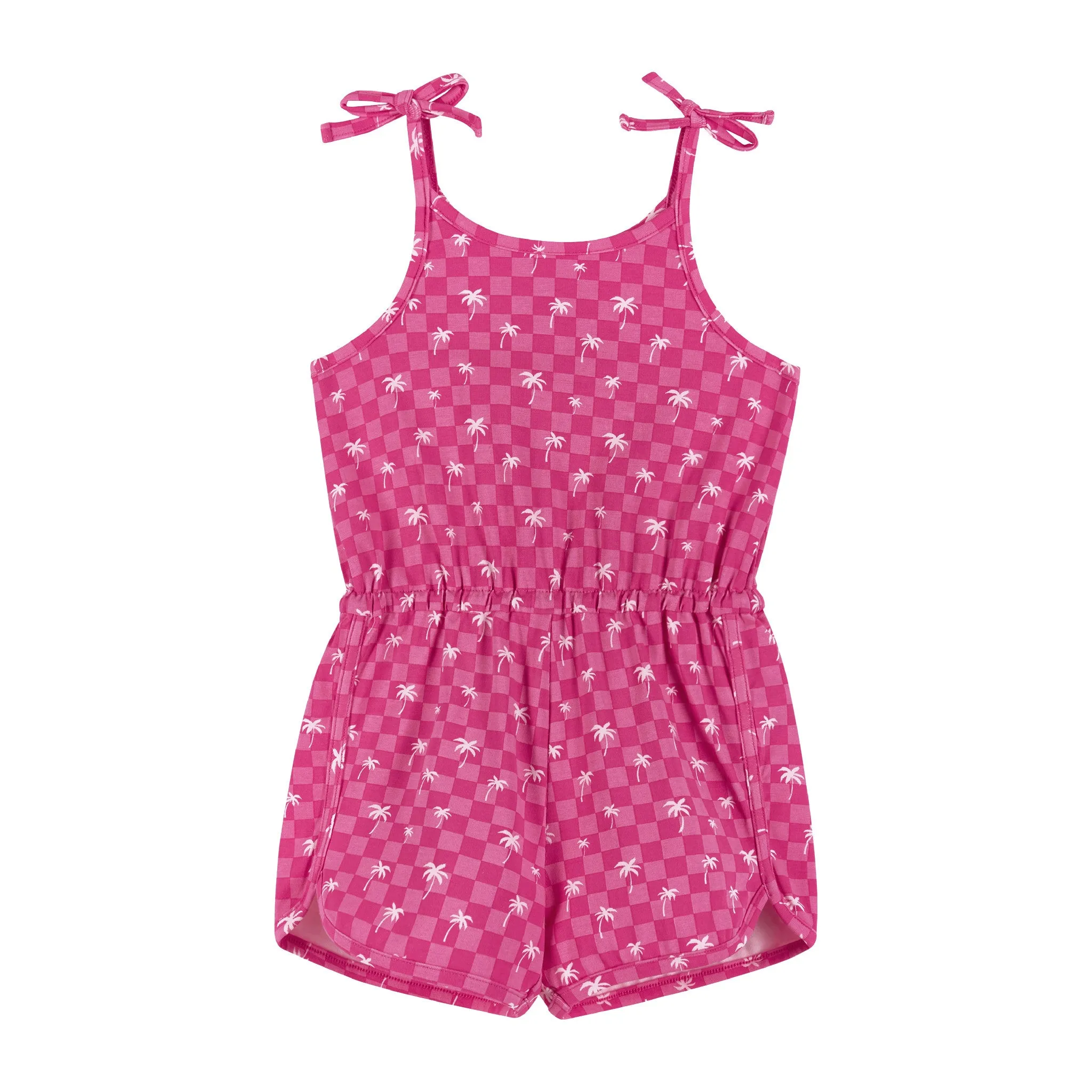 Pink Palm Tree Print Romper