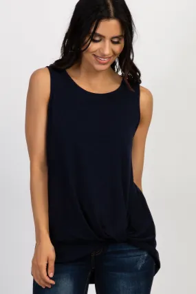 PinkBlush Navy Sleeveless Knot Top