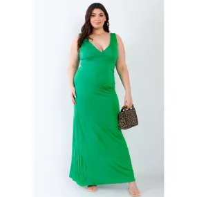 Plus V-neck Sleeveless Maxi Dress