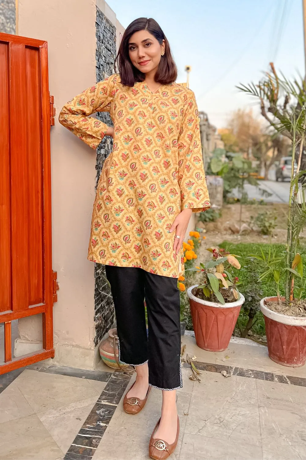 Printed Khaddar Kurti - D39