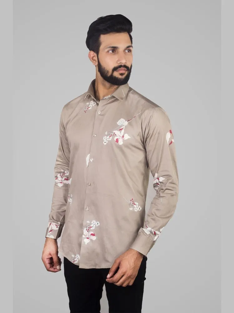 Printed Shirts for Men - Floral Print Cotton Spread Shirt