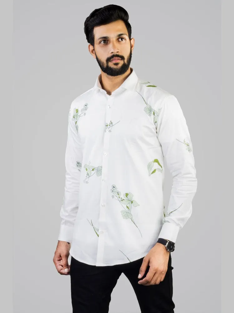 Printed Shirts for Men - Floral Print Cotton Spread Shirt