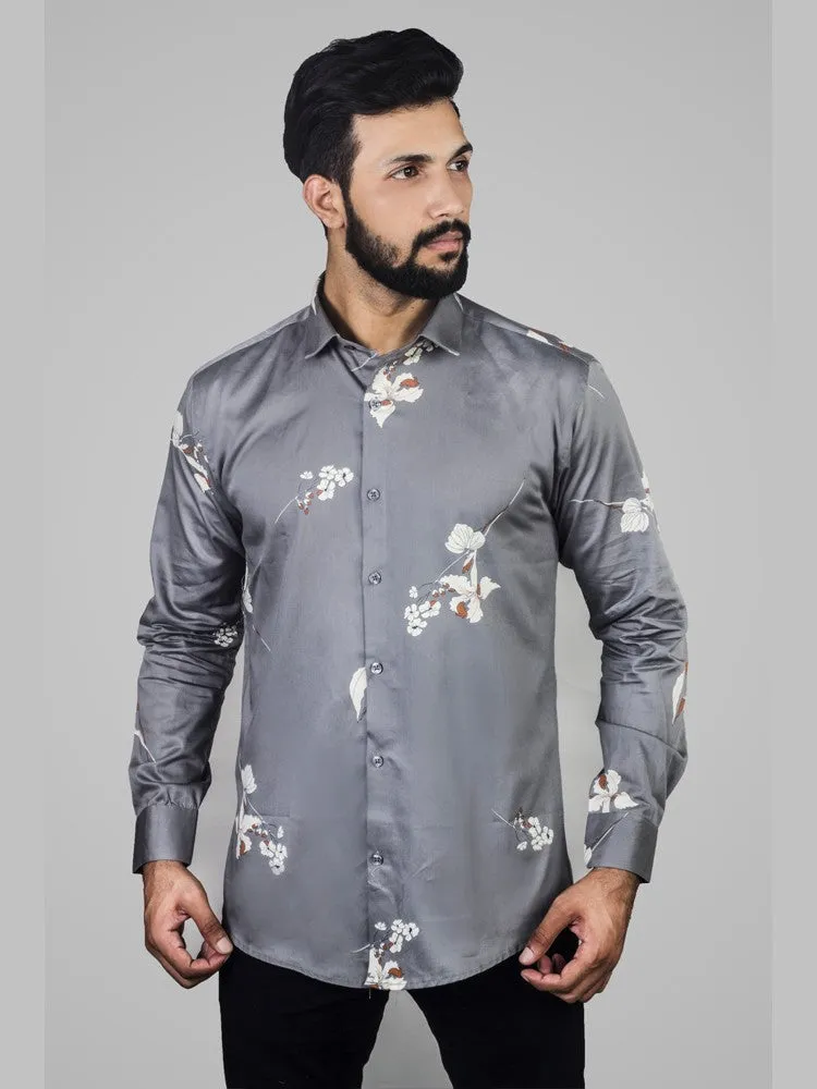 Printed Shirts for Men - Floral Print Cotton Spread Shirt