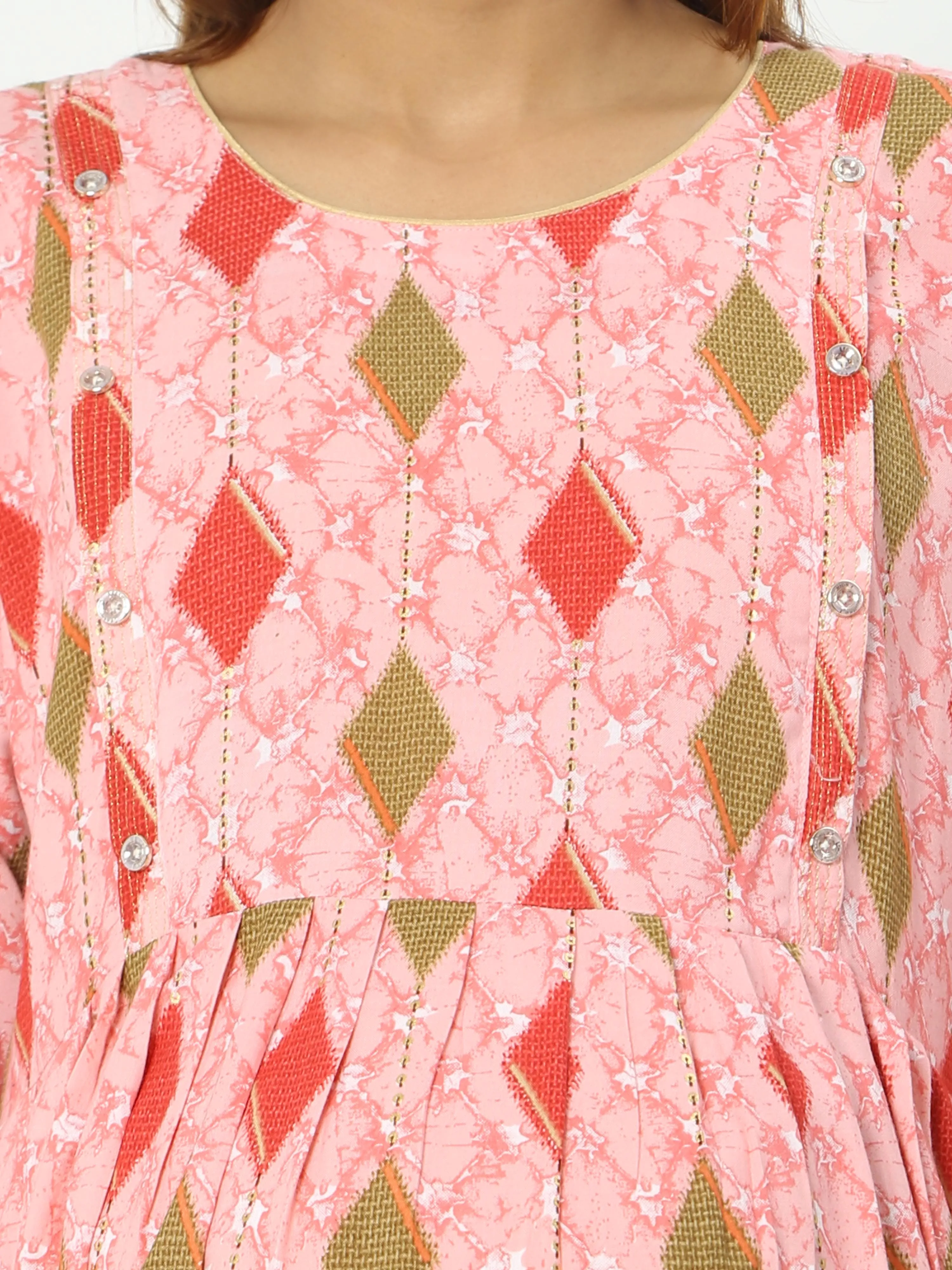 Rayon Maternity Feeding Kurti Baby Pink