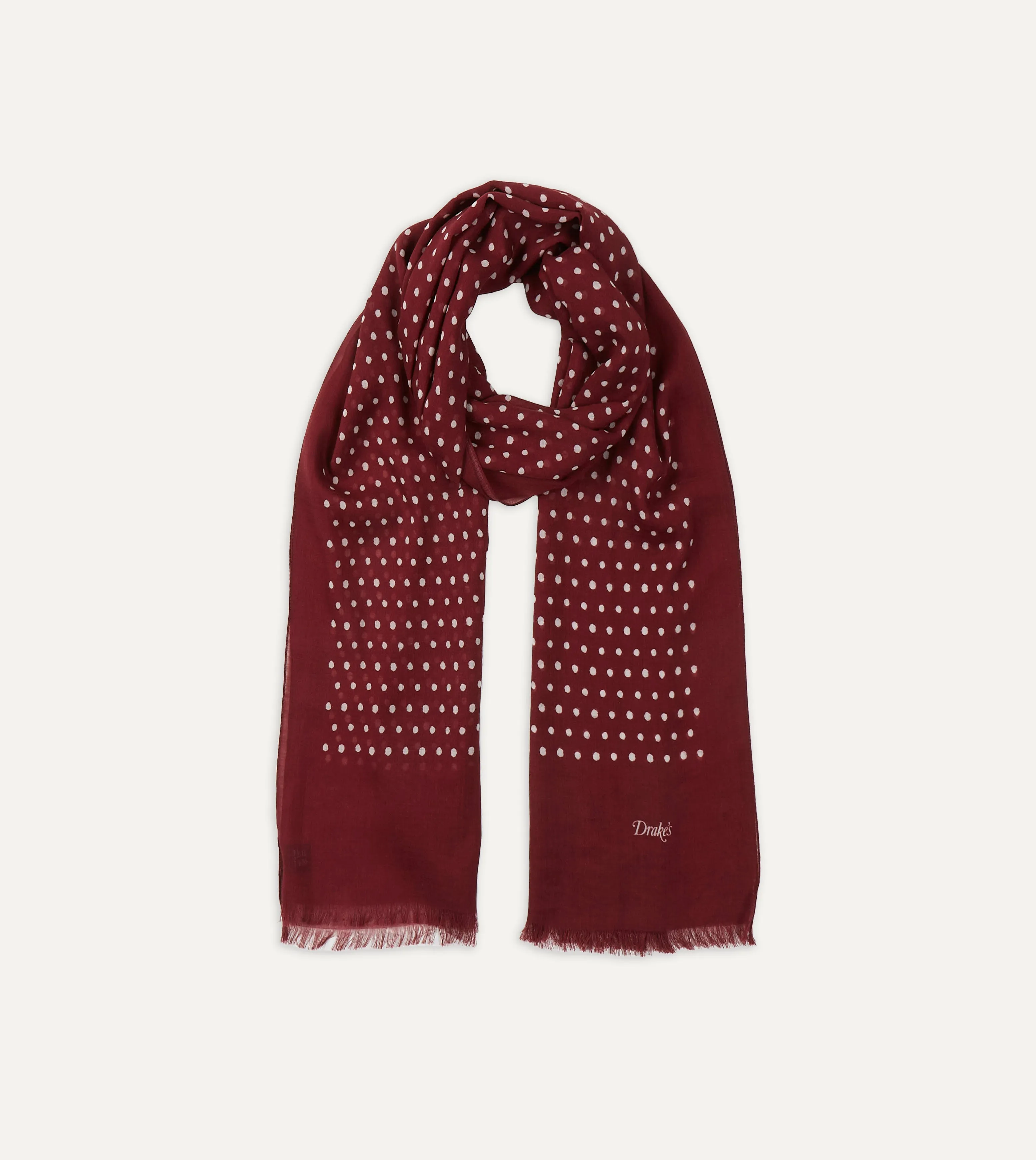 Red Polka Dot Print Wool Scarf