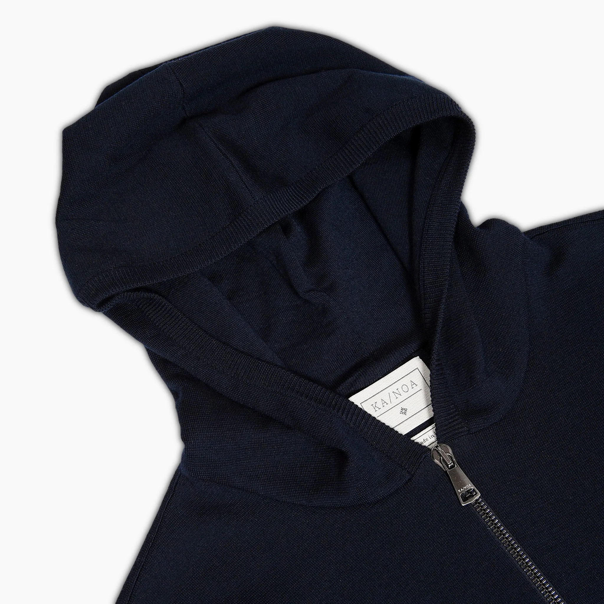 Robin Knitted luxury wool 180'S Avalon full zip hooded (dark blue)