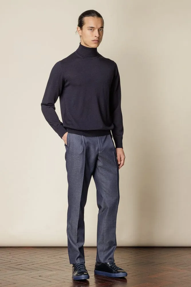 Roll Neck Merino Wool - Navy