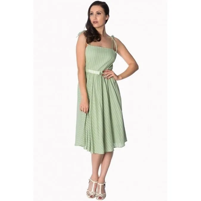 Sage Green Shoulder Strap Summer Swing Dress