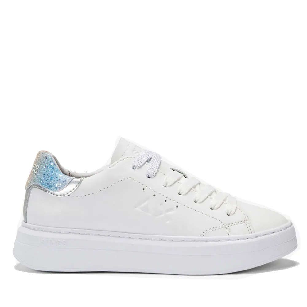 Scarpe Donna Sun68 Sneakers Grace Leather Colore Bianco - Argento - Z34226