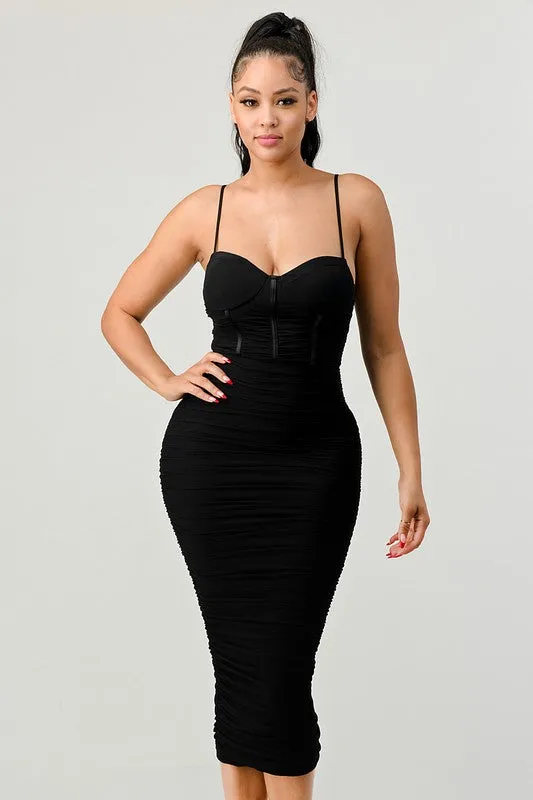 Shay long corset dress, Black