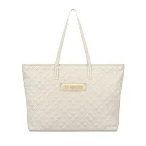 Shopping Bag Trapuntata LOVE MOSCHINO linea Lettering Logo Avorio