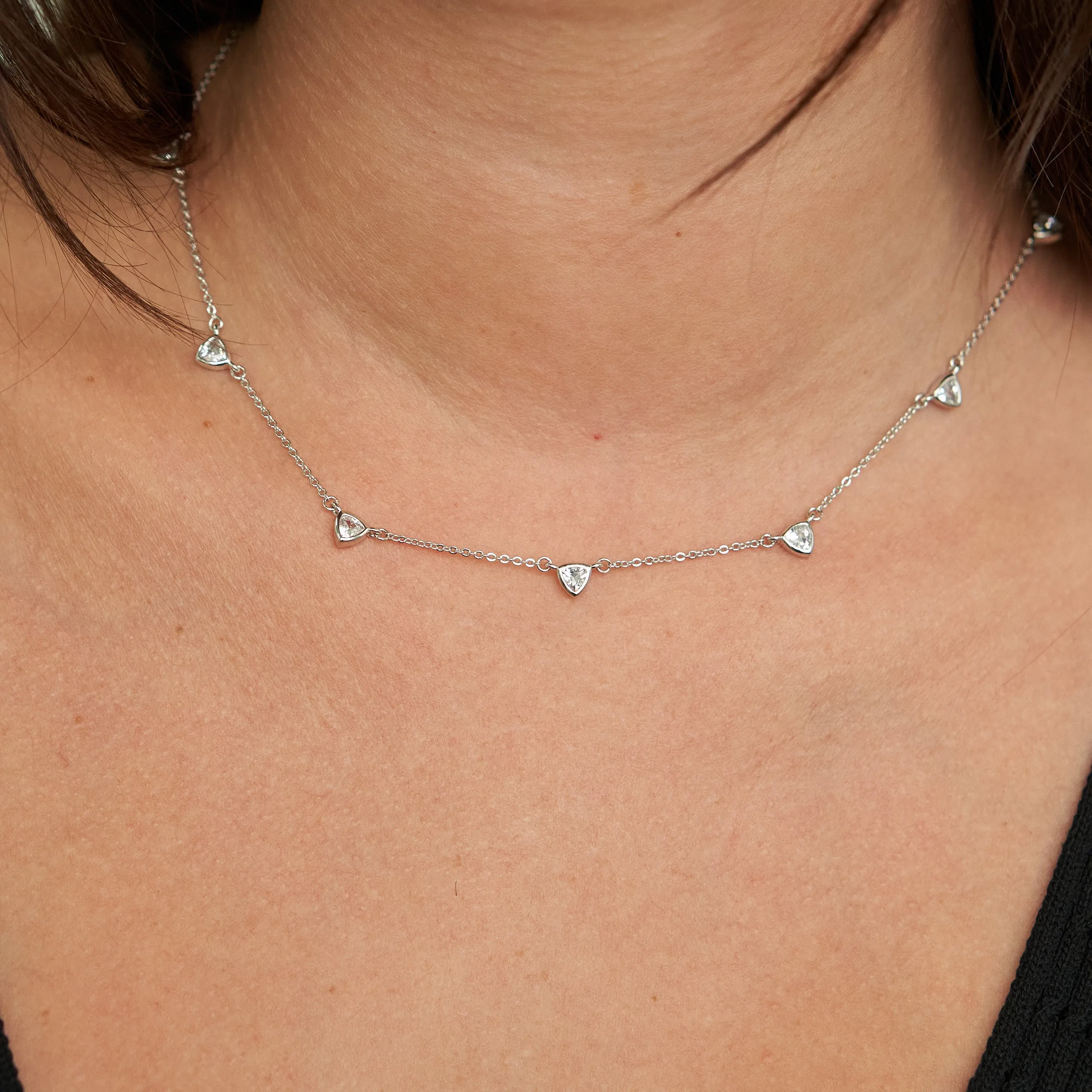 Silver CZ Drop Necklace